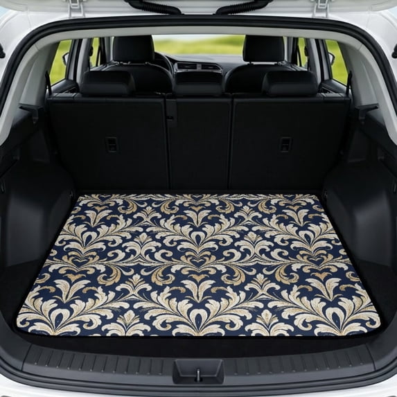 FOR U DESIGNS Vintage Flower Print All Weather Trunk Mat for Pet Non-Slip Stylish Cargo Liner Durable Dustproof Rear Trunk Protection for SUV Sedan