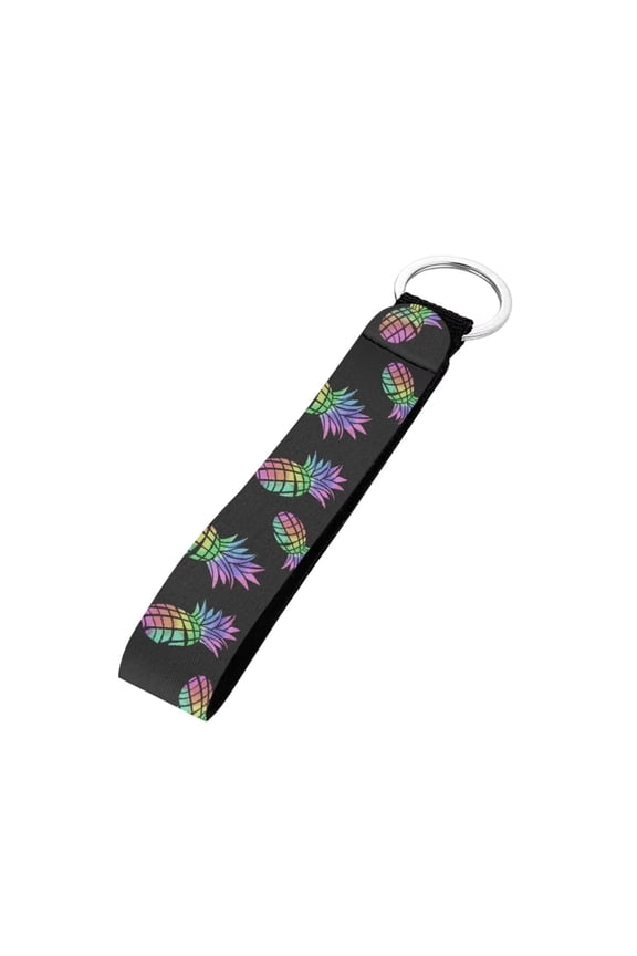 FOR U DESIGNS Washable Wristlet Keychain for Women Colorful Pineapple Wristlet Strap Keyring Stylish Keys Lanyard for Chapstick Keychain Holder