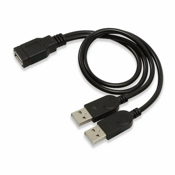 USB 2.0 A Female to Dual USB Male Jack Y Splitter Cable