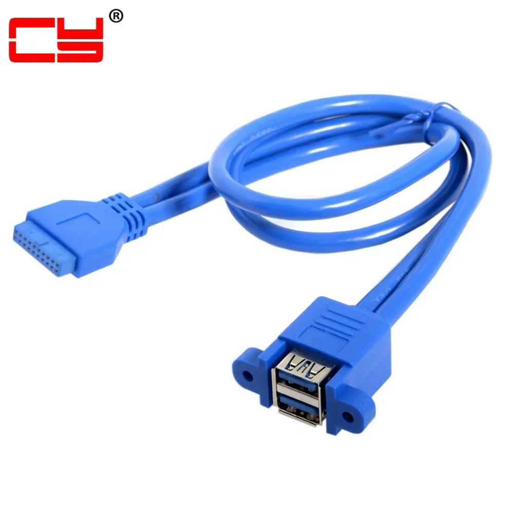 Cablecc USB 3.0 Buchse Auf Motherboard-Adapterkabel – 20 Pin Header, 50 Cm, Dual Ports | Stapelbar, Für Gehäuse-Frontanschlüsse