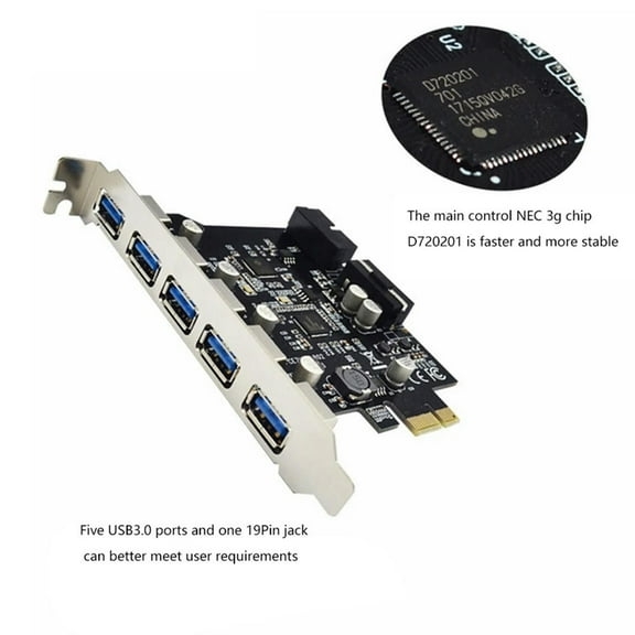 FOR USB 3.0 PCI-E Expansion Card 5 Ports Hub Adapter External Controller PCI Express Card,With Internal 19-Pin Connector