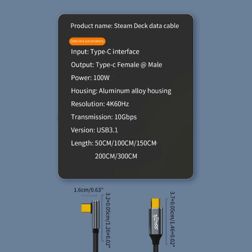 Danfetsoy 90-Degree USB-C Cable 3.3ft - 240W Fast Charging, 80Gbps Data, 8K Video