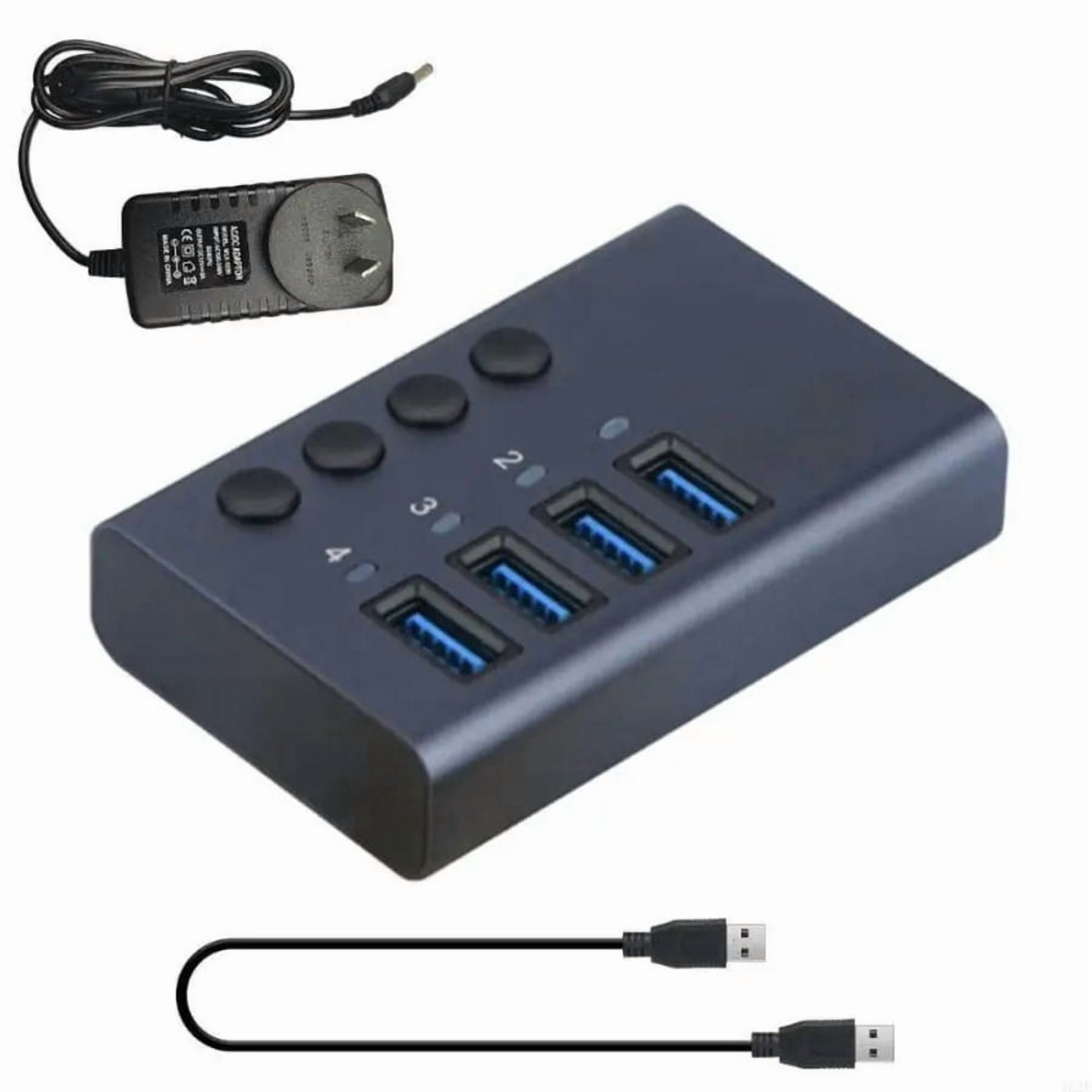 FOR USB Hub, 4 Port USB3.0 Hub Splitter 5Gbps with 36W Power Adapter and Male to Male USB3.0 Data Cord for PC and Laptop