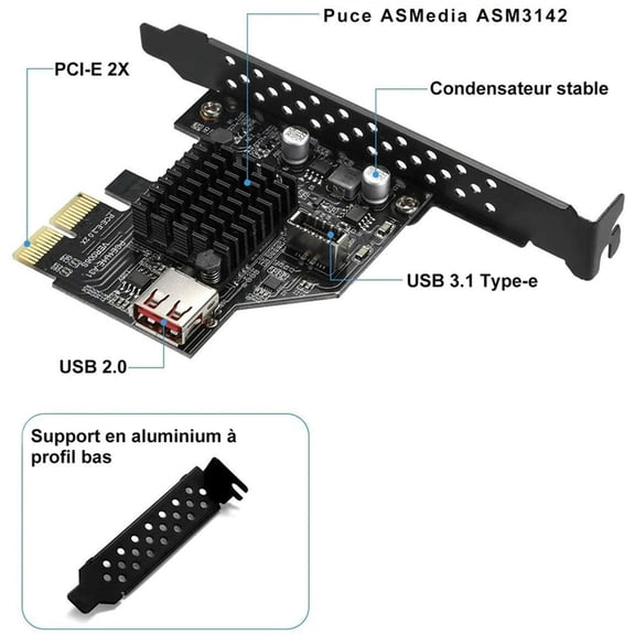 FOR USB3.1 Gen2 Internal 20-Pin Front Panel Connector Expansion Card 10 Gbit/S USB 2.0 PCI Express 3.0 X2 Adapter