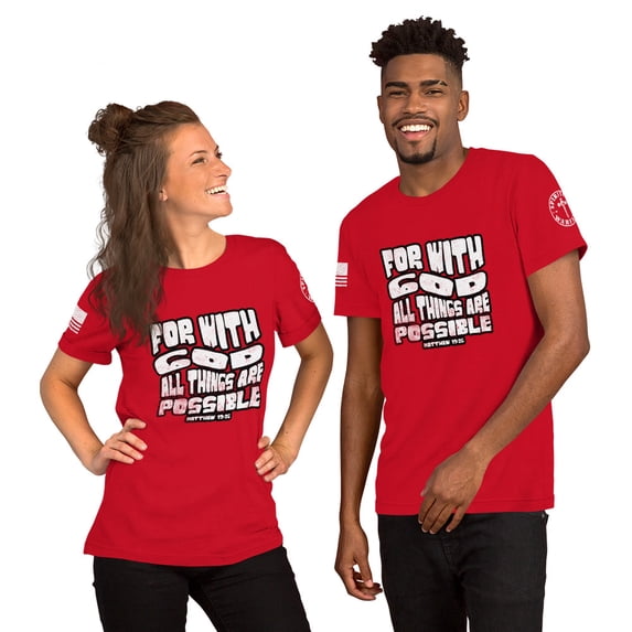 FOR WITH GOD ALL THINGS ARE POSSIBLE Unisex t-shirt (Red, L)