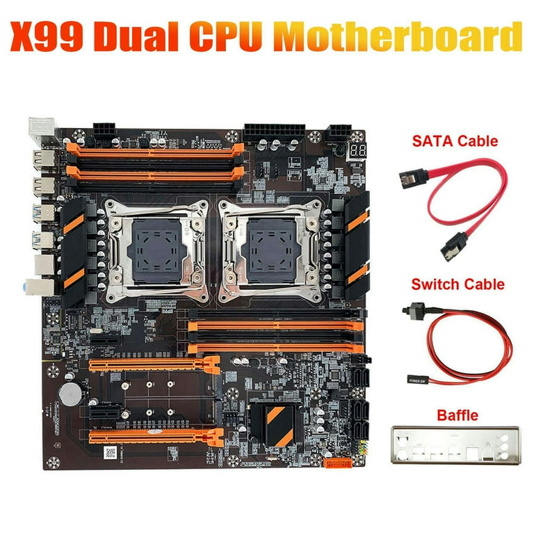 FOR X99 Motherboard Dual CPU Slot+SATA Cable+ Cable+Baffle A 2011