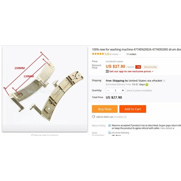 FOR washing machine 4774EN2002A 4774ER2005 drum door hinge
