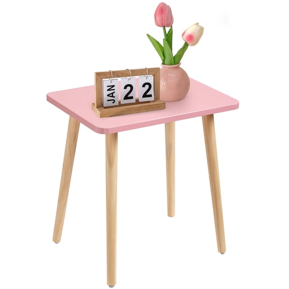FORAOFUR Side Table Small End Table Accent Table, Modern Wooden Table Bedside Table for Living Room Bedroom Small Spaces 16.54" H - Pink