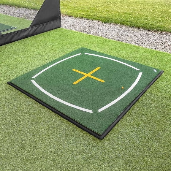 FORB Golf Driving Range Teaching Mat [5ft x 5ft] | Swing Path & Alignment Lines for Home & Range Training | Realistic Fairway Feel | Multiple Tee Positions