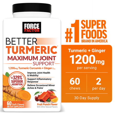 FORCE FACTOR BETTER TURMERIC MAXIMUM JOINT SUPPORT 60 CHEWS