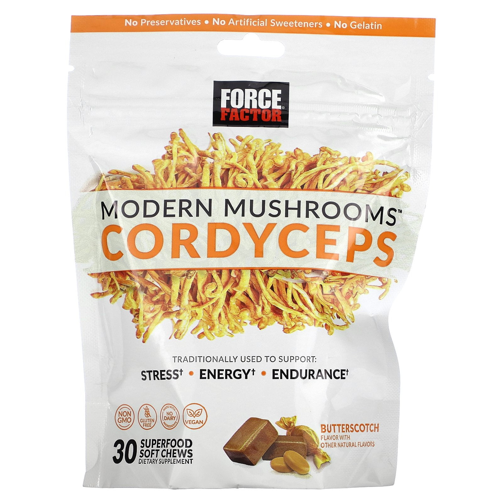 FORCE FACTOR Modern Mushrooms Soft Chews, Cordyceps Mushroom Supplement