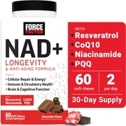 Force Factor NAD+ Longevity, Healthy Aging NAD Supplement, Resveratrol & Nicotinamide for Cellular Energy & Cognitive Health, Chocolate, 60 Soft Chews