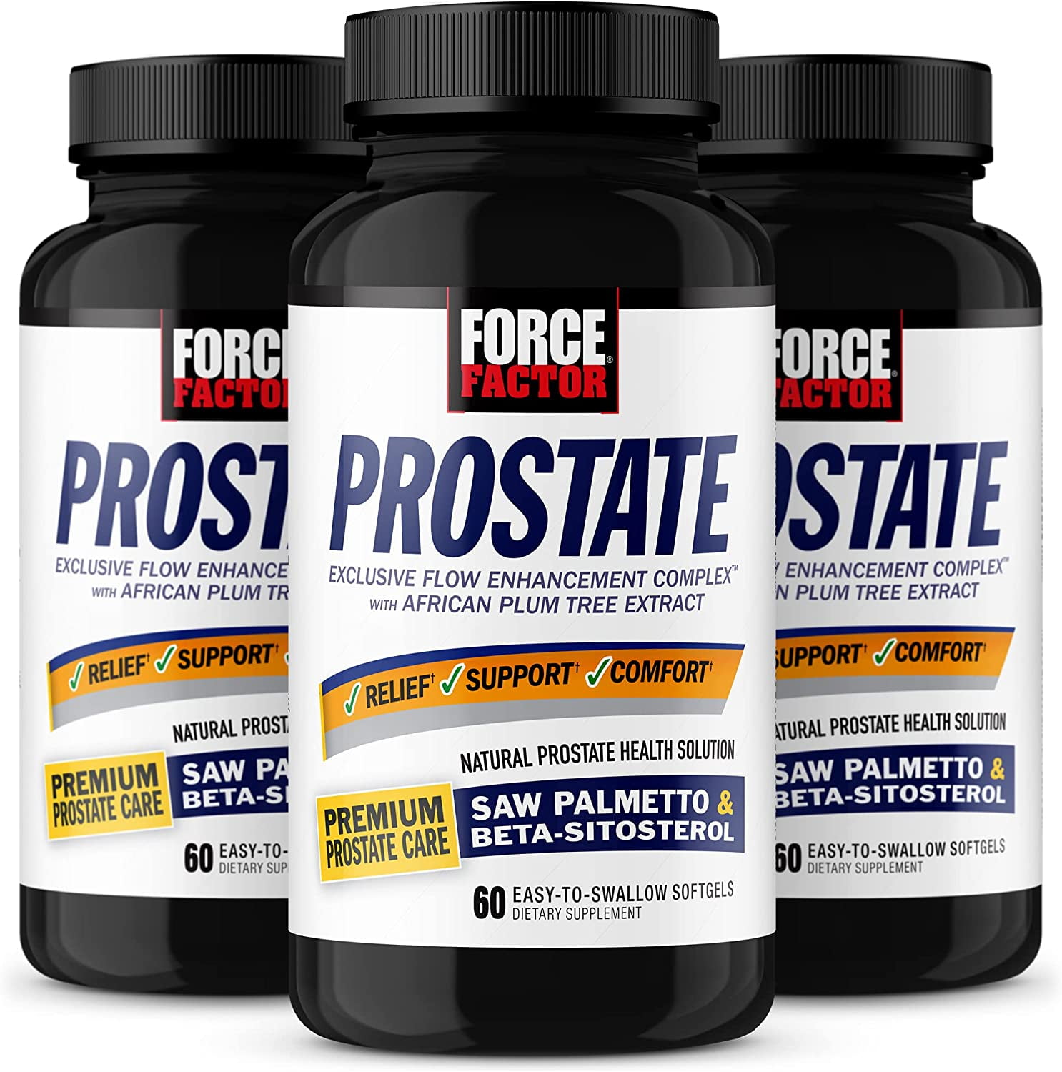 FORCE FACTOR Prostate, 3Pack, Saw Palmetto and Beta Sitosterol Supplement for Men, Prostate