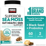 Force Factor Superior Sea Moss Gut Health + Skin Support with Irish Sea Moss, Probiotics, Biotin, Black Seed & Burdock Root, S’mores, 60 Soft Chews