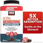 Force Factor Ultra Berberine Enhanced Absorption for Fat Loss, Blood Sugar & Metabolism Support, Gentle on The Stomach, Chocolate, 60 Soft Chews