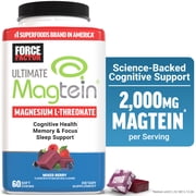 Force Factor Ultimate Magtein with Magnesium L-Threonate for Cognitive Health, Memory & Sleep, Clinically Studied Magtein, Mixed Berry, 60 Soft Chews