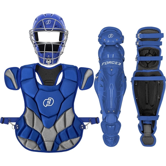 FORCE3 PRO GEAR Complete Game Adult Catcher's Set with Hockey Style Defender Mask | Mask & Chest Protector SEI Certified to meet NOCSAE standard
