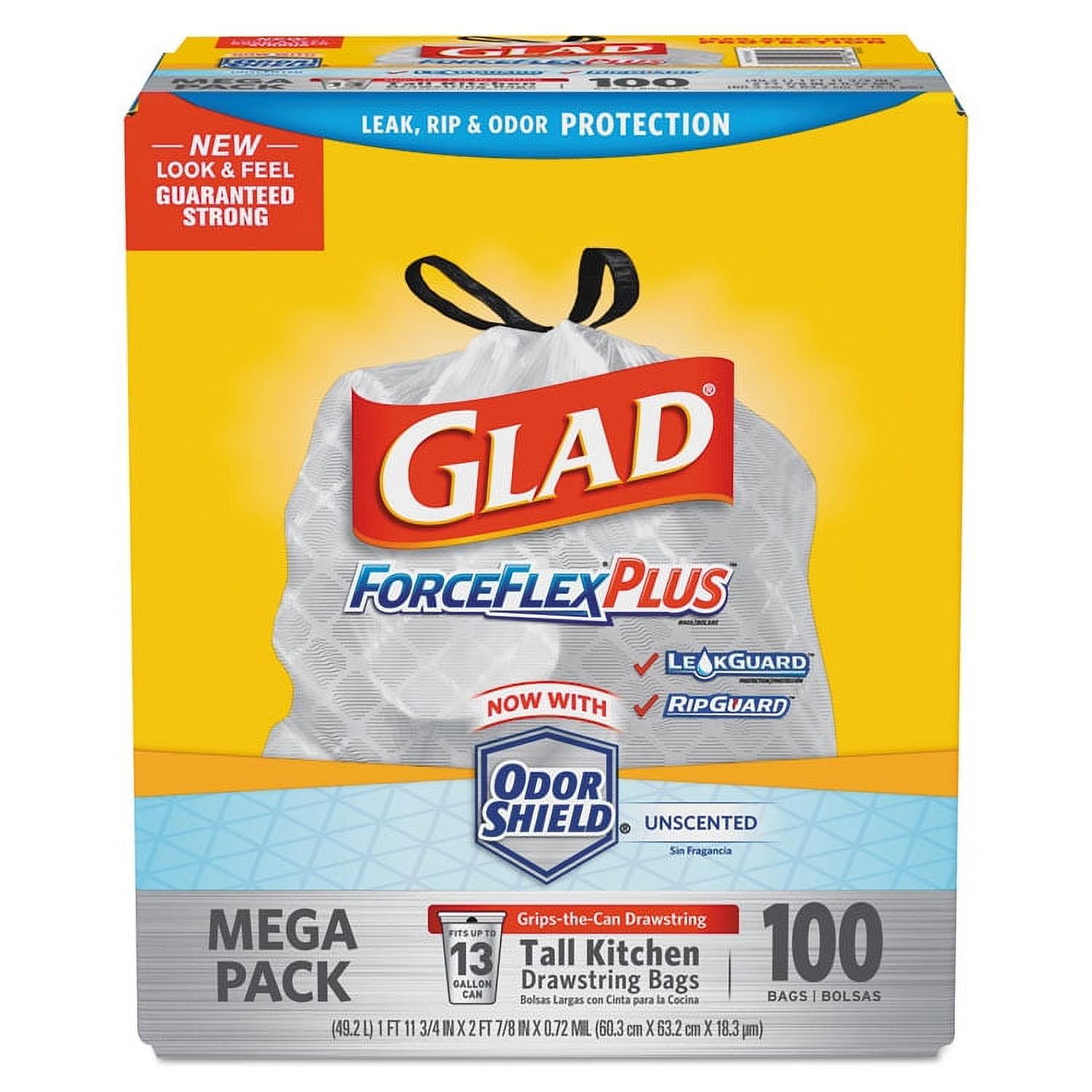 Glad 13 Gal. Forceflex White Tall Kitchen Drawstring Trash Bags (120-Count)  1258778555 - The Home Depot