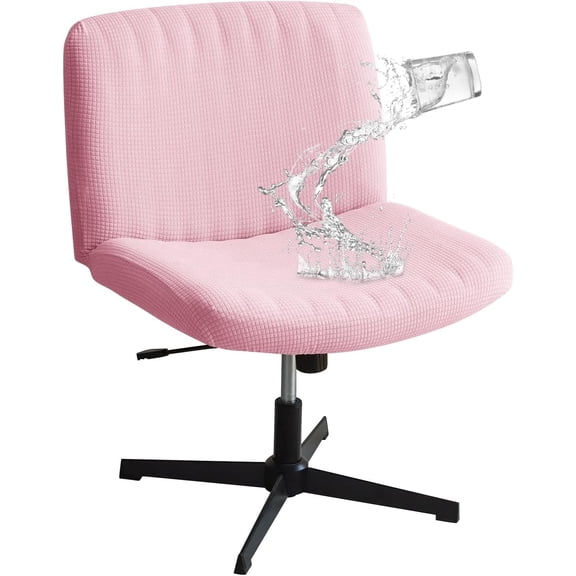 FORCHEER Pink Criss Cross Desk Chair Cover Stretch Water Resistant Armless Chair Cover for Vanity Chairs Washable Removable