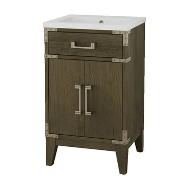 FORCLOVER  20" Bathroom Vanity with Sink, Freestanding Single Bathroom Sink Vanity Cabinet Set with Countertop and 2 Doors