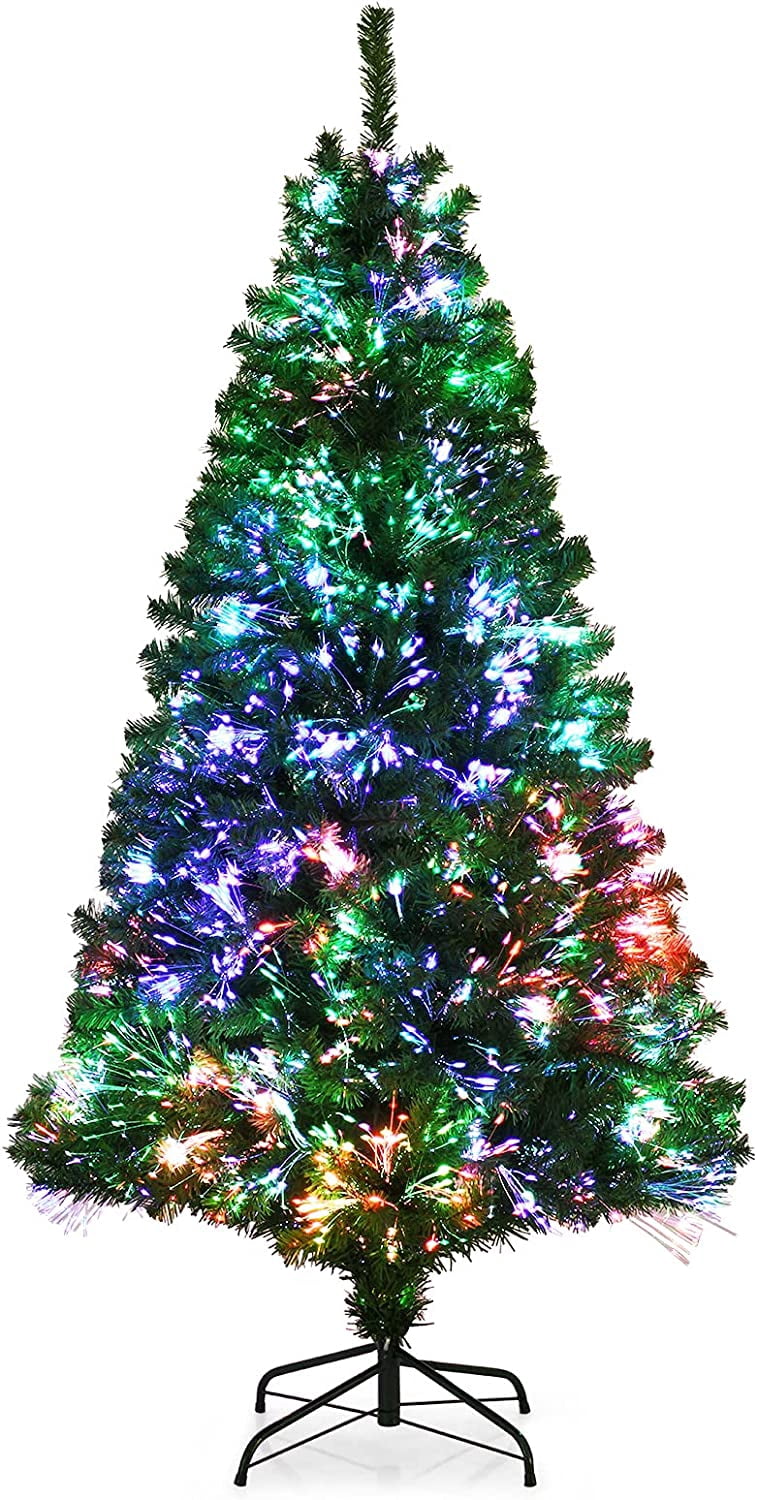 FORCLOVER 6FT Fiber Optic Artificial Christmas Tree, Pre-lit Premium ...