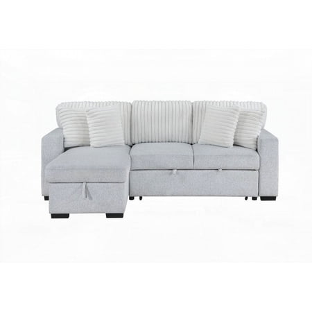 FORDFORD LIGHT GREY/WHITE Reversible Pull Out Sofa Bed - Plush Cushioning & Pull-Out Mechanism
