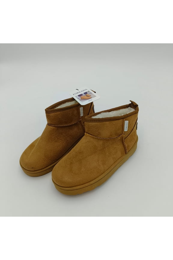 Boots Fleece Lined Ankle Boots, Camel Suede, Winter Comfort, Slip-on Style