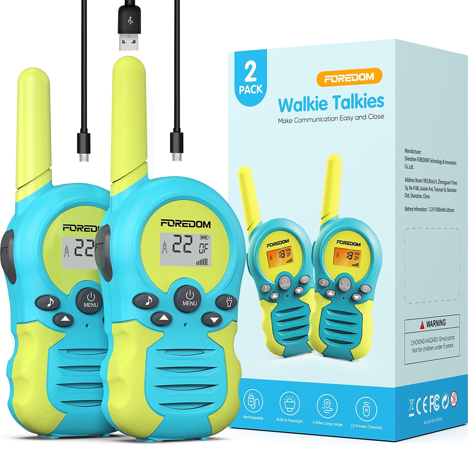 FOREDOM Walkie Talkies for Kids Rechargeable 2 Pack Long Range Pink　並行輸入