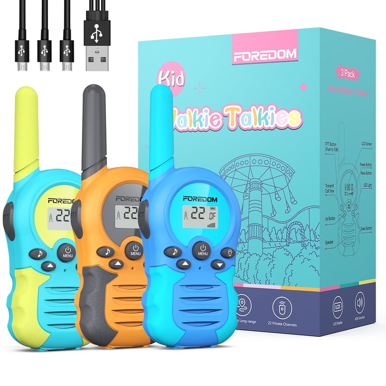 FOREDOM Talkie Walkie Enfants Rechargeable, Talkie-Walkie Longue Portée pour Garçons & Filles de 3-12 Ans avec Lampe, Lot de 2 - Rose