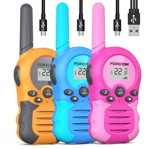 FOREDOM FD688 Rechargeable Walkie Talkies for Kids with Flashlight, 3 Pack