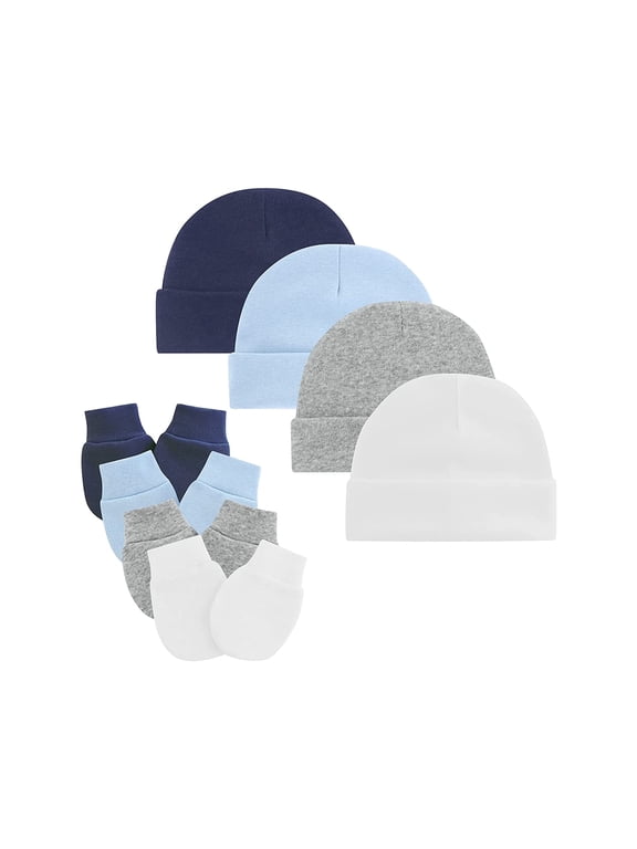 FOREEMME Baby Beanies for Boys Girls Newborn Baby Hat with Mittens Cute Cotton Hospital Hats for 0-6 Months