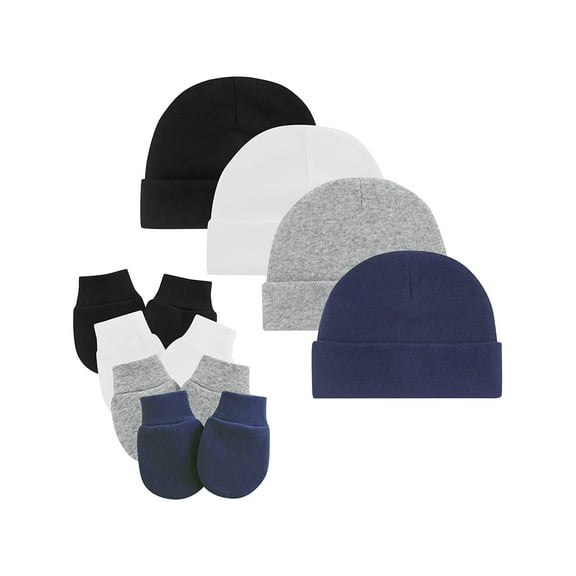 FOREEMME Baby Beanies for Boys Girls Newborn Baby Hat with Mittens Cute Cotton Hospital Hats for 0-6 Months