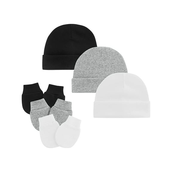 FOREEMME Baby Beanies for Boys Girls Newborn Baby Hat with Mittens Cute Cotton Hospital Hats for 0-6 Months