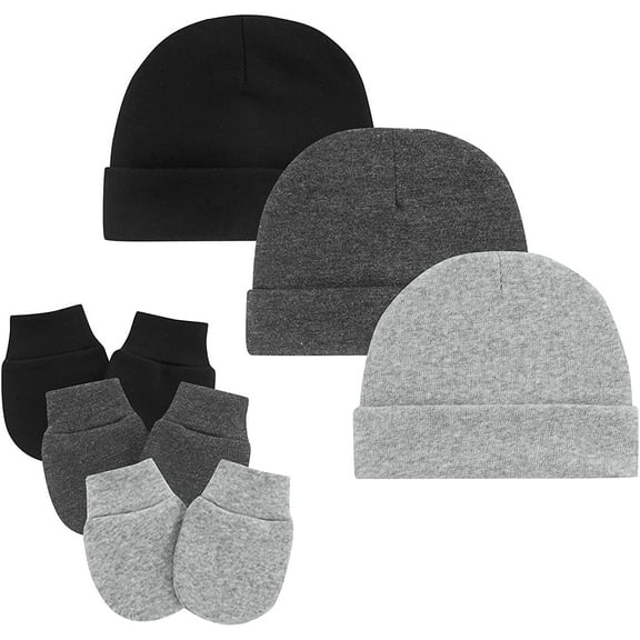 FOREEMME Newborn Infant Baby Boys Hat Mittens Set Cotton Gloves Beanie Skull Caps Hats for Baby 0-6 Months