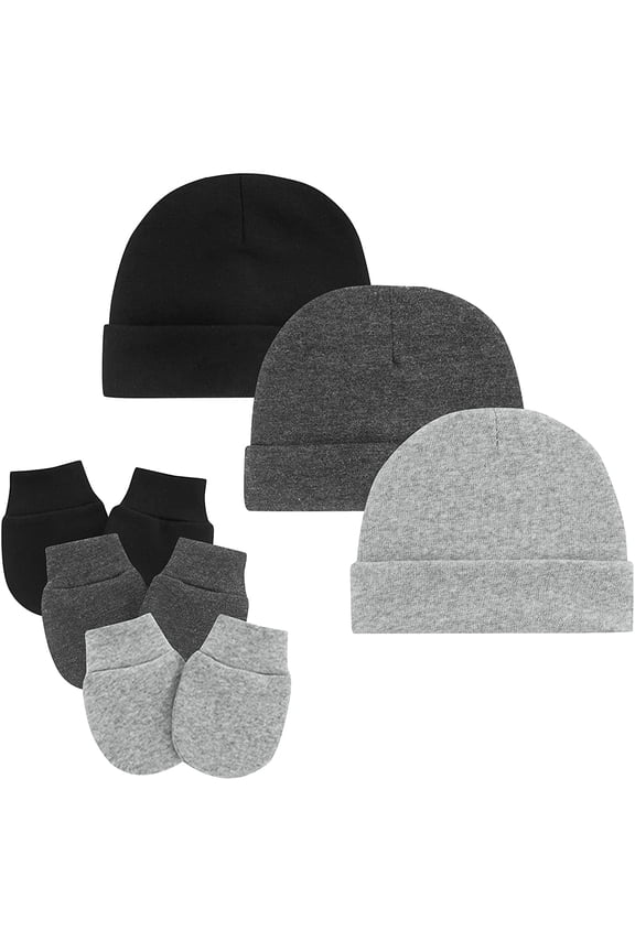 FOREEMME Newborn Infant Baby Boys Hat Mittens Set Cotton Gloves Beanie Skull Caps Hats for Baby 0-6 Months
