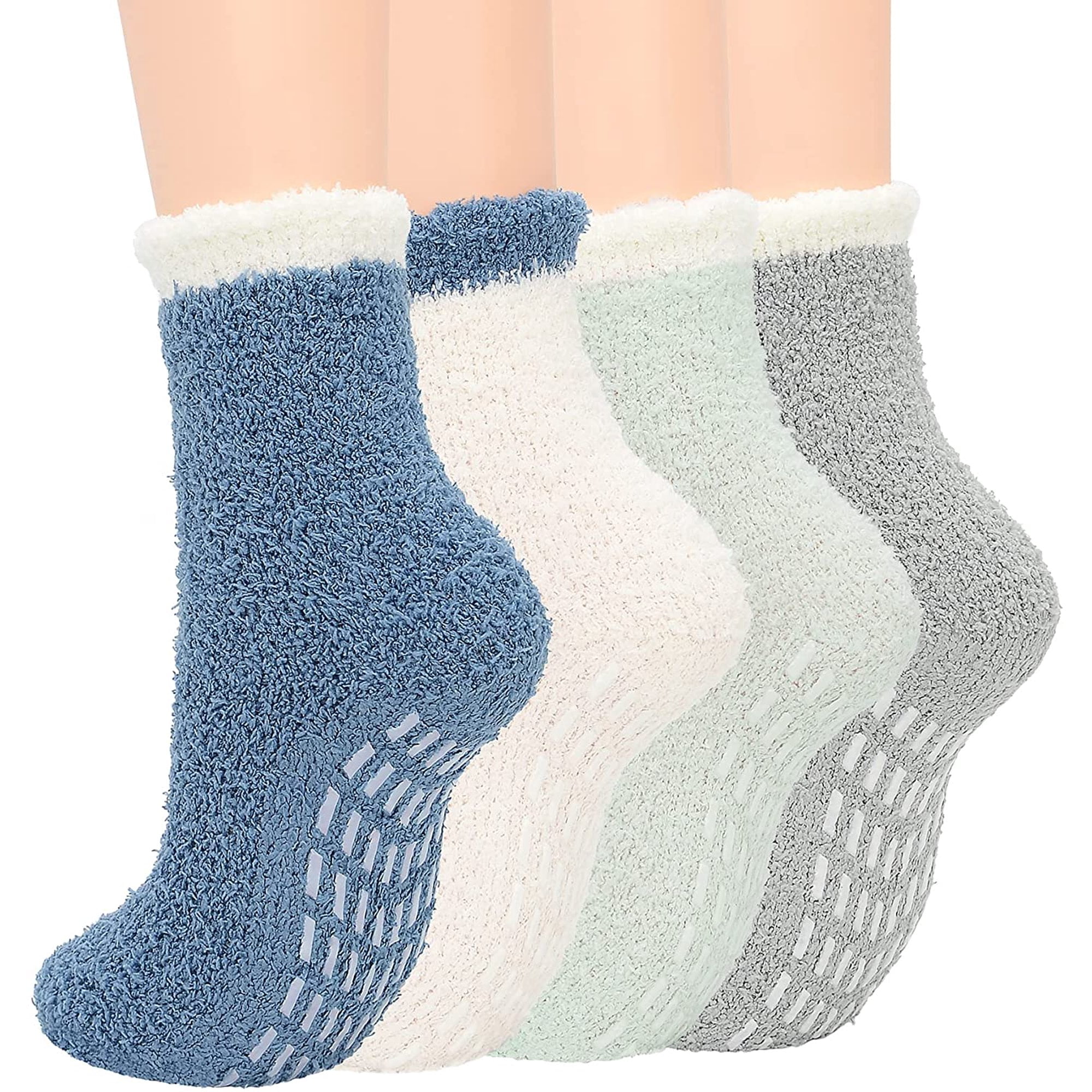 FOREEMME Non Slip Socks Hospital Socks with Grips for Women Fluffy