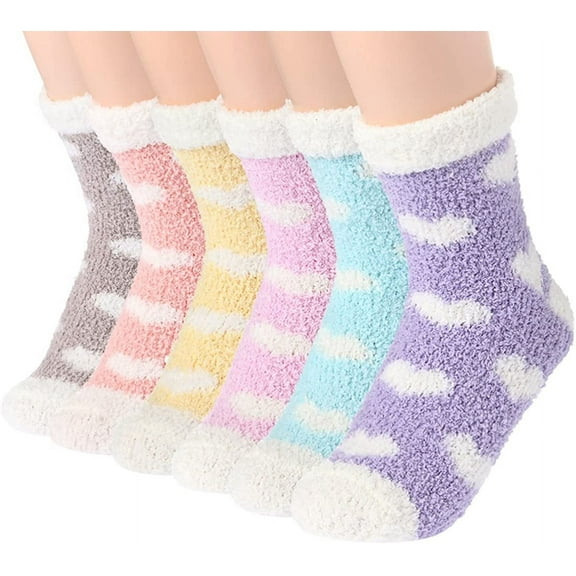 FOREEMME Women Warm Super Soft Plush Slipper Sock Winter Fluffy Microfiber Crew Socks Casual Home Sleeping Fuzzy Cozy Sock