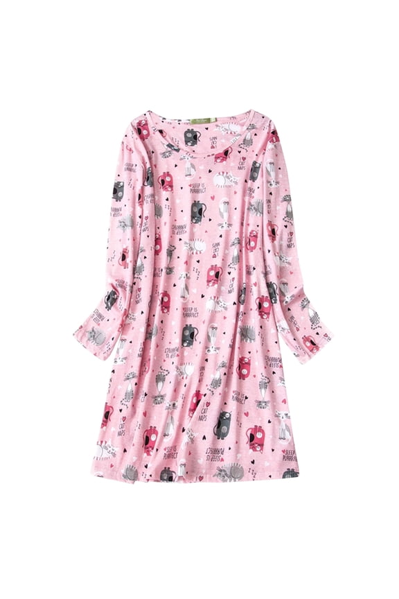 FOREEMME Women's Cotton Sleepwear Long Sleeves Nightgown Sleep Shirts Night Shirts Night Gown House Dresses Ladies Night Dress