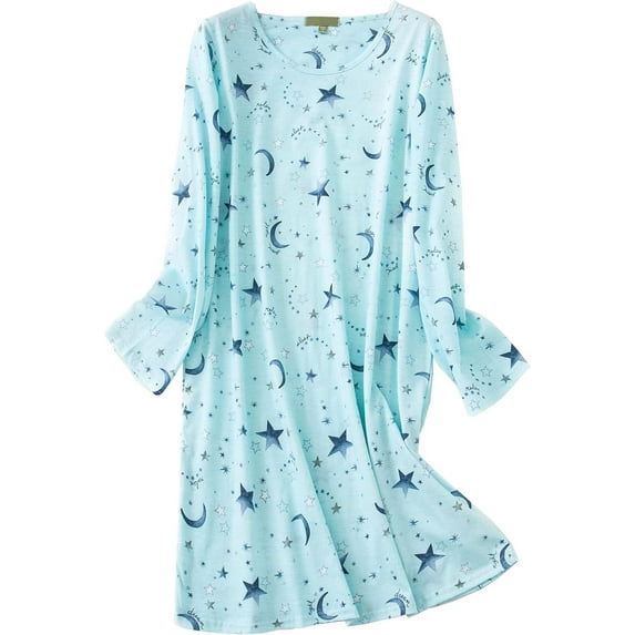 FOREEMME Women's Cotton Sleepwear Long Sleeves Nightgown Sleep Shirts Night Shirts Night Gown House Dresses Ladies Night Dress