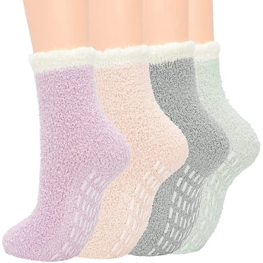 Men's Fuzzy Winter Slipper Socks With Grippers - Non-Slip Cozy Warm