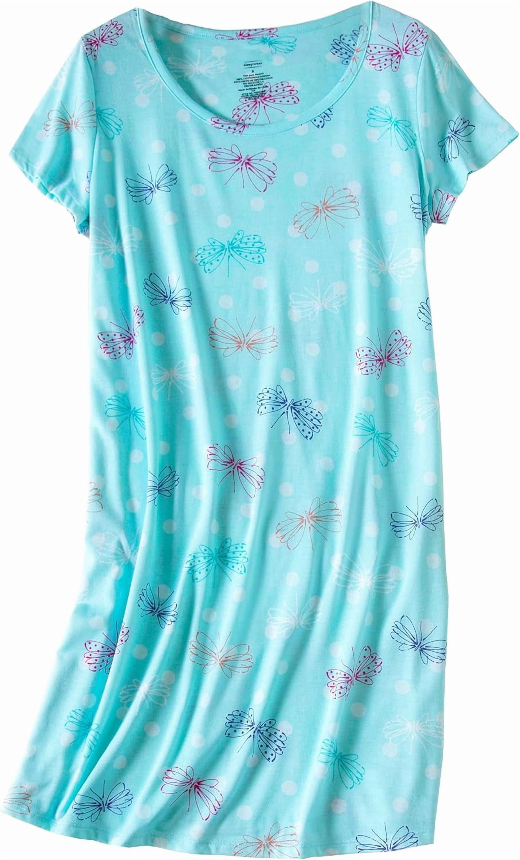 FOREEMME Womens Nightgowns Cotton Sleep Shirts Cartoon Printed ...