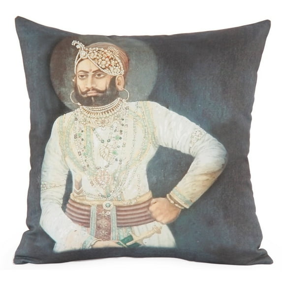 FOREIGN AFFAIRS HOME DECOR RAJA Photographic Embroidered Multicolor Cotton Throw Pillow