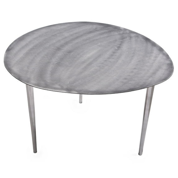 FOREIGN AFFAIRS HOME DECOR SILVERTONE Textured Silver Top Egg Accent Table