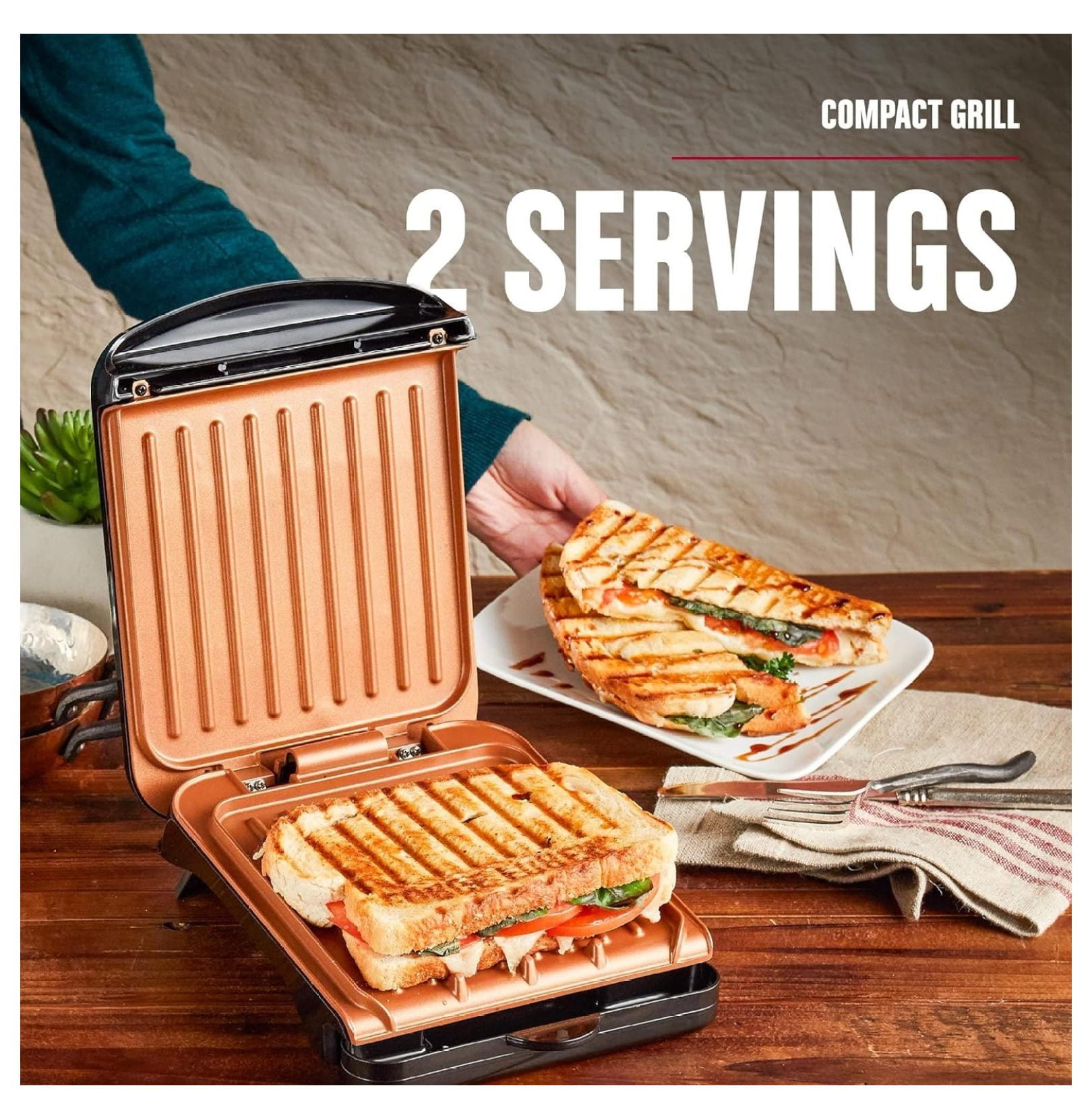 FOREMAN GRS040BC 2Serving Classic Plate Electric Indoor Grill and