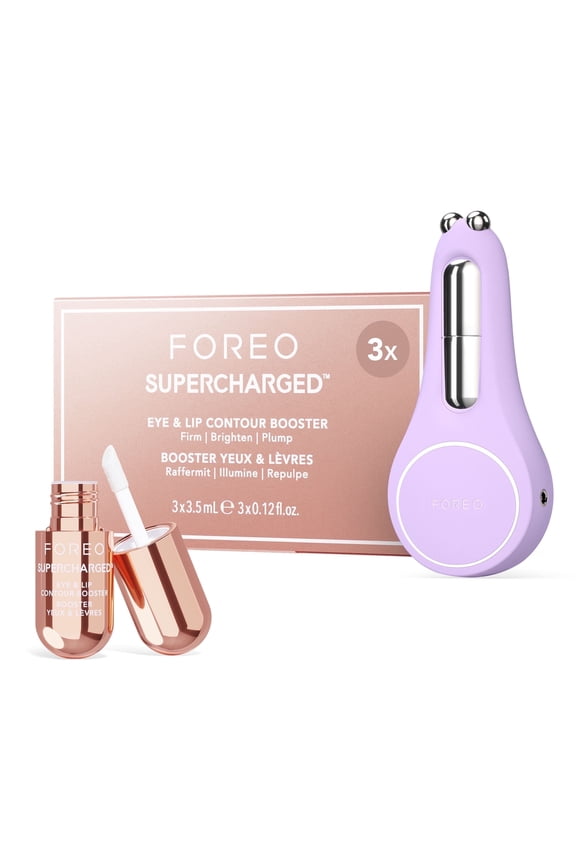 BEAR 2 Eyes & Lips Microcurrent Device Bundle, Lavender + Supercharged Eye & Lip Contour Booster Serum, 3 x 0.1 oz