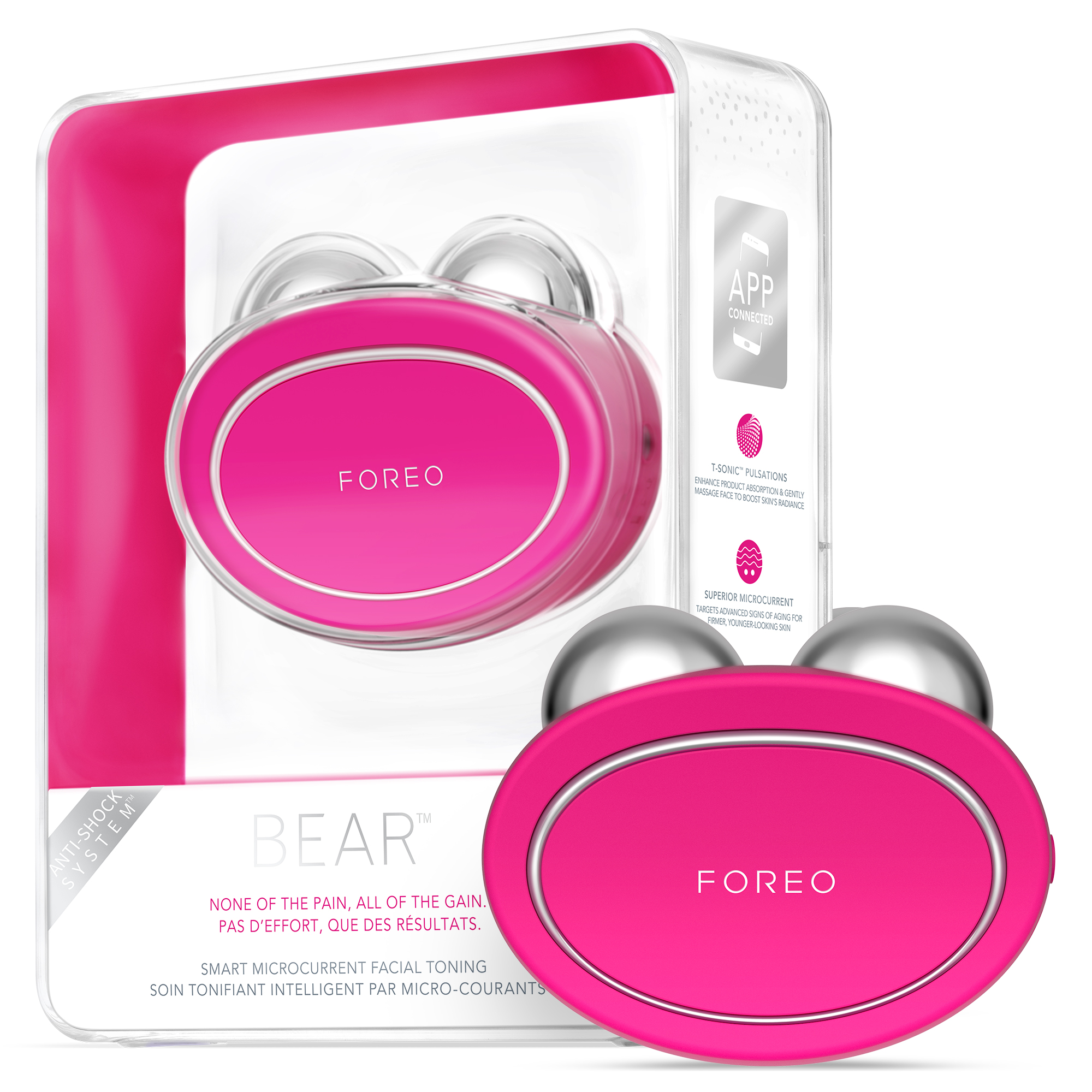 FOREO bear フェイスケアデバイス ピンク EMS 機器 FOREO BEAR Facial Toning Device Fuchsia - Walmart.com