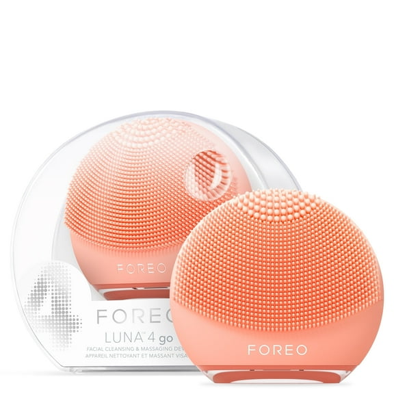 FOREO LUNA 4 Go – Silicone Facial Cleansing Brush for Travel & Daily Skincare - Peach Perfect