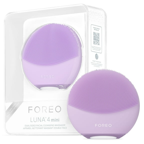 FOREO LUNA 4 Mini – Pearl Pink Silicone Facial Cleansing Brush with T-Sonic Pulsations - Lavander
