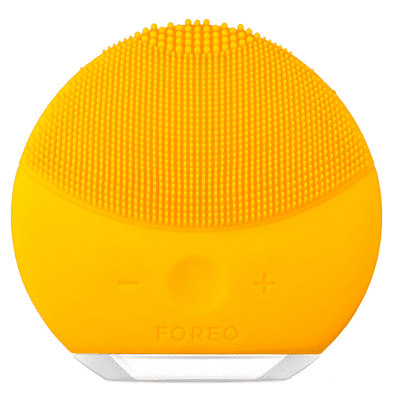 FOREO LUNA Mini 2 Facial Cleansing Brush for All Skin Types with Gentle Exfoliation and Sonic Cleansing, Sunflower Yello