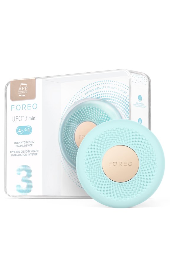 UFO 3 Mini Silicone Facial Treatment Device with LED Light Therapy for Skincare and Massage, Arctic Blue
